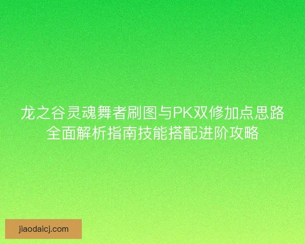 龙之谷灵魂舞者刷图与PK双修加点思路全面解析指南技能搭配进阶攻略