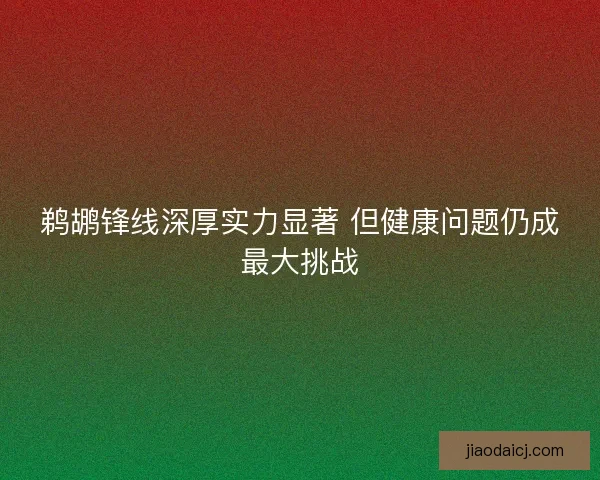 鹈鹕锋线深厚实力显著 但健康问题仍成最大挑战
