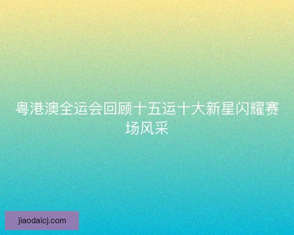 粤港澳全运会回顾十五运十大新星闪耀赛场风采