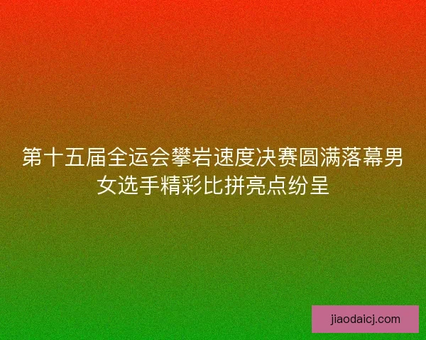 第十五届全运会攀岩速度决赛圆满落幕男女选手精彩比拼亮点纷呈
