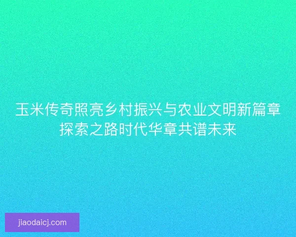 玉米传奇照亮乡村振兴与农业文明新篇章探索之路时代华章共谱未来